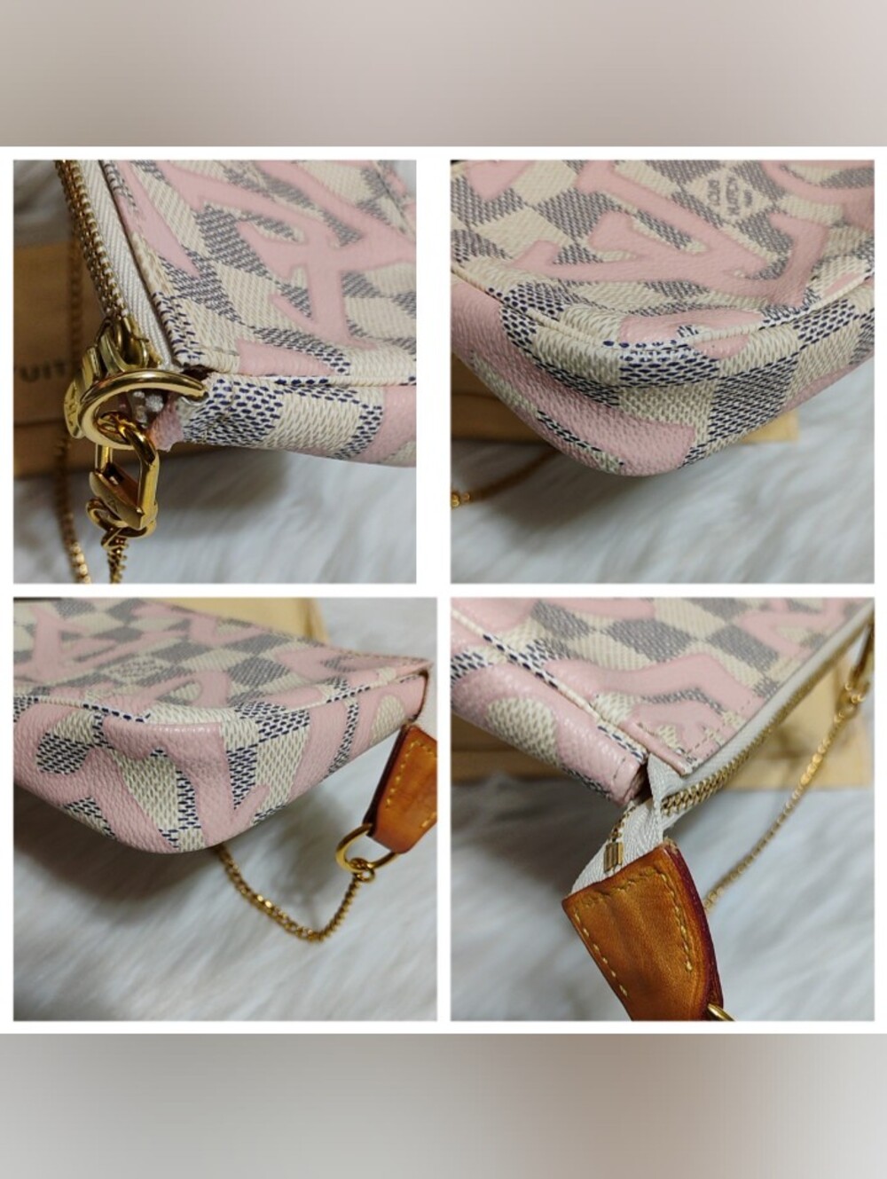 SALE! Louis Vuitton Damier Azur Tahiti Mini Accessory Pouch W/DB/Box - Picture 4 of 11